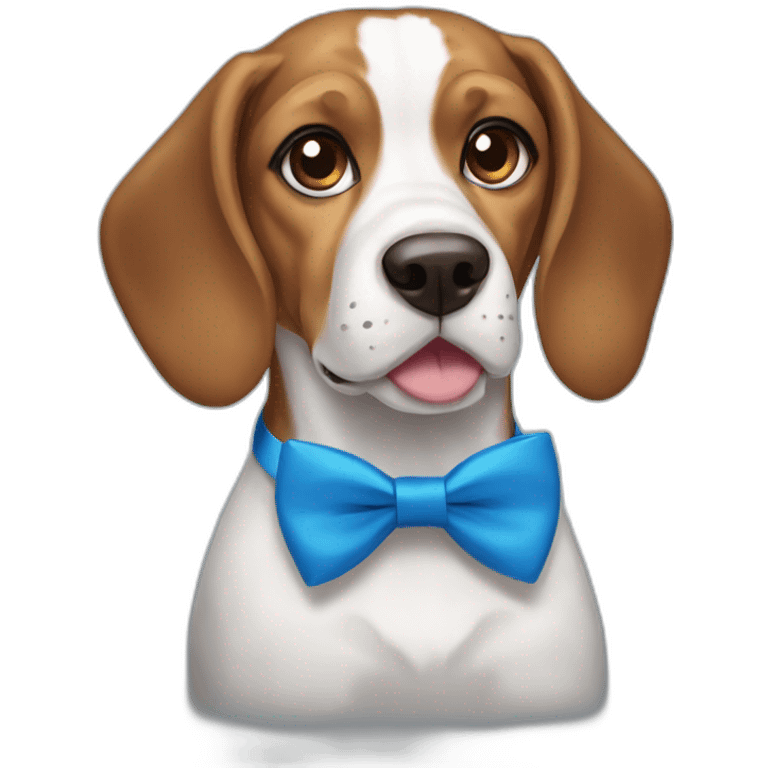 Brown and white Beagle dog with blue bowtie emoji