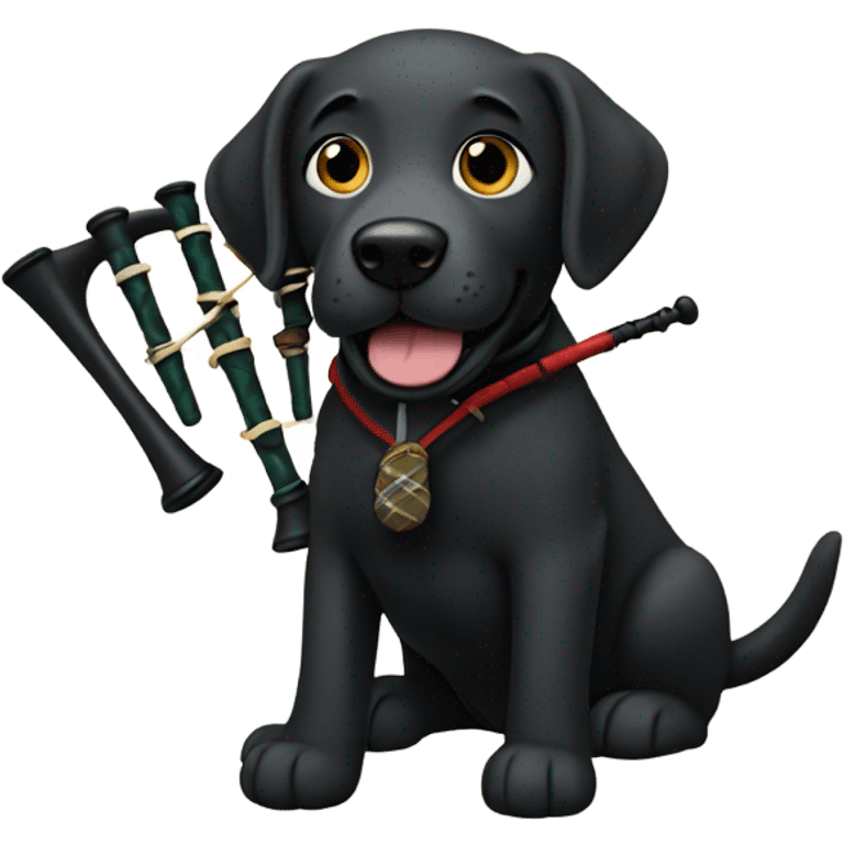 Black Labrador playing the bagpipes emoji