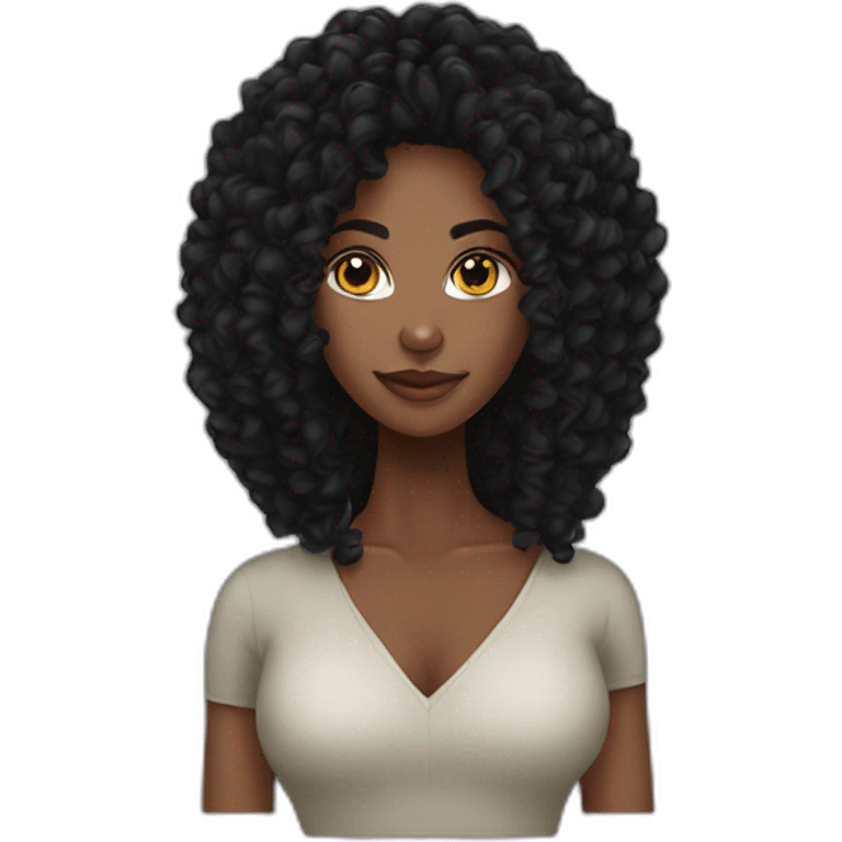 Beautiful Black women long kinky hair emoji