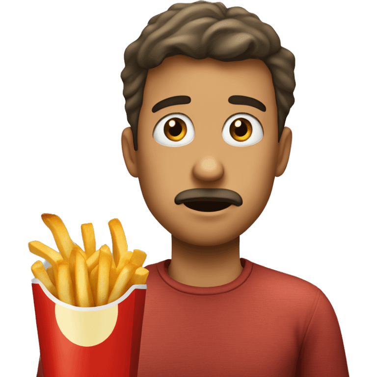 A person realizing that the French fries he was eating was expired emoji