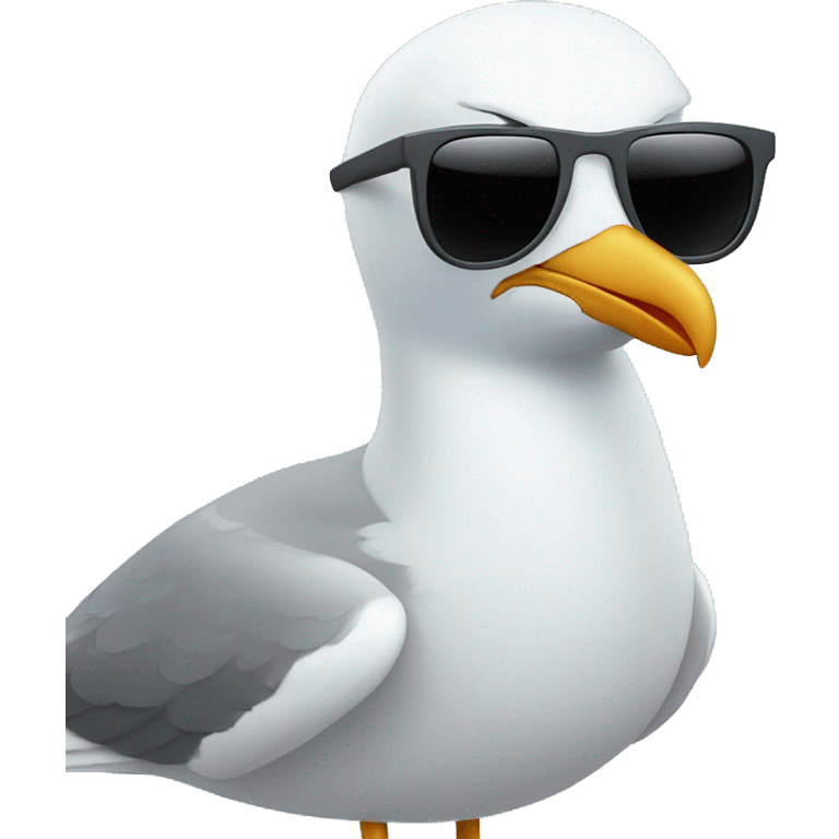 seagull wearing sunglasses with light blue background  emoji