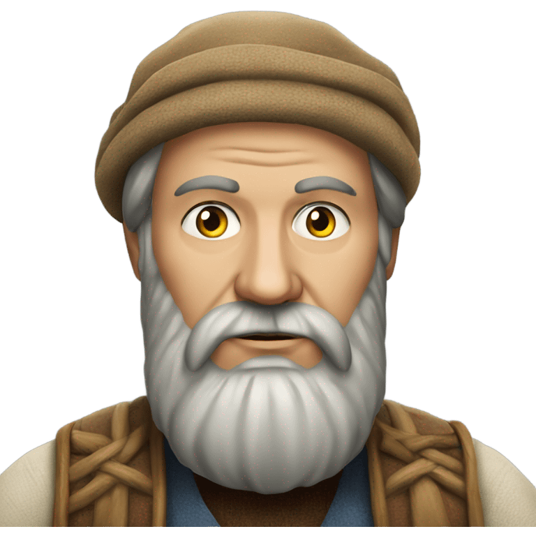 Russian peasant with a beard photorealistic serious emoji