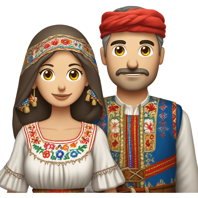 Serbian couple in traditionnal serbian attire emoji