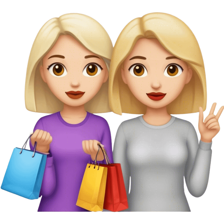 Two girls shopping  emoji