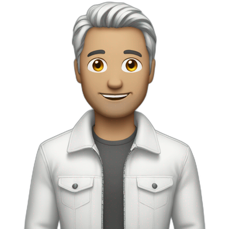 Man with, white jacket, and jeans emoji