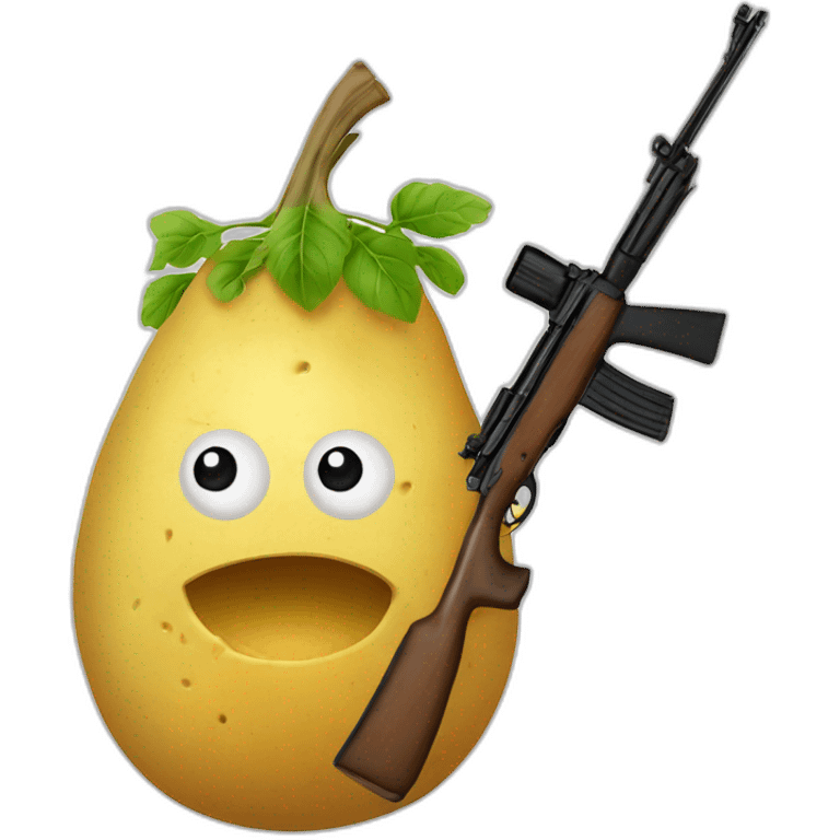 Patate avec lunette de soleil et fusil emoji