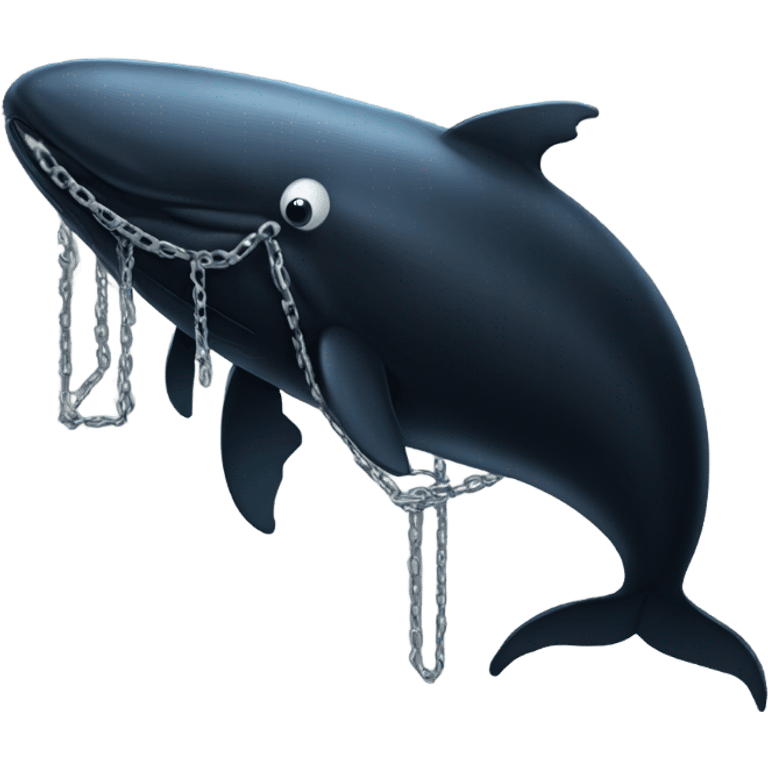 Black whale wearing chain emoji