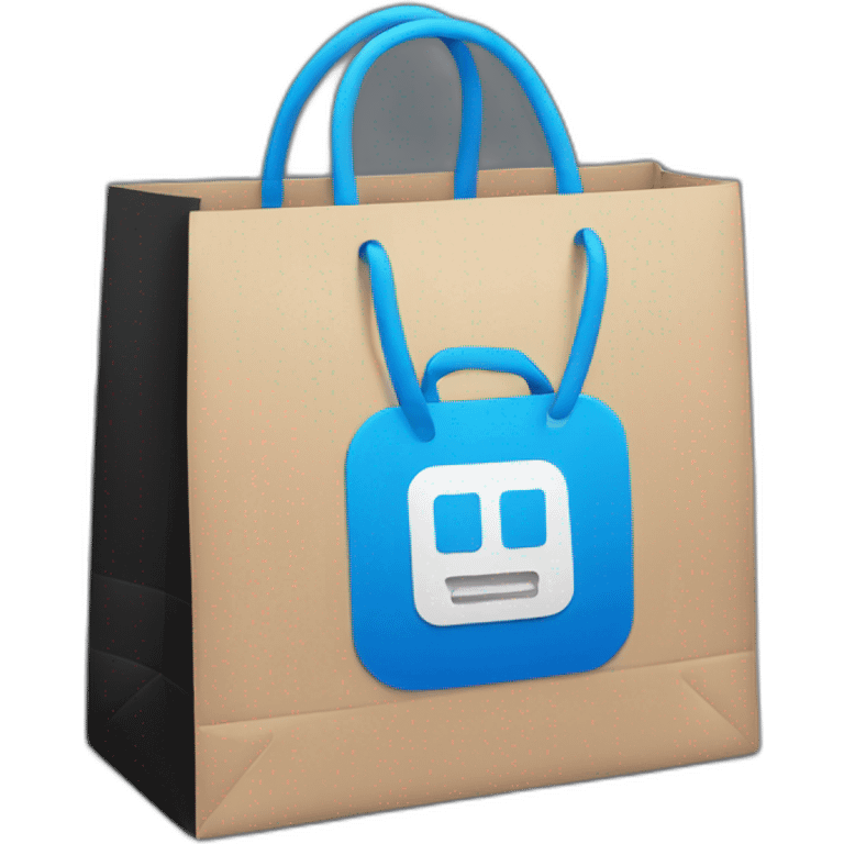 shopping bag black colour with blue accent emoji