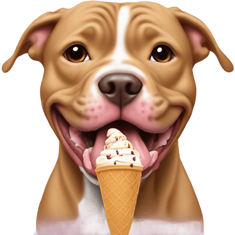 Tan Pit bull eating ice cream  emoji