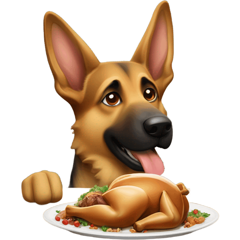 German Shepherd  eating turkey emoji