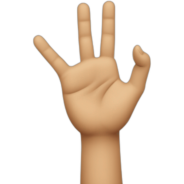 The hand is raised, with both index finger and middle finger extended upwards; the last two digits are curled downwards against the palm. The thumb is shown slightly curled or raised. emoji