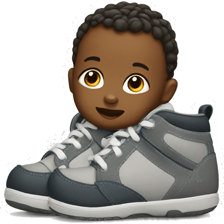 A baby with a big shoes emoji