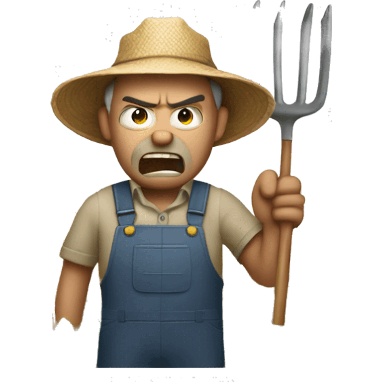 angry farmer with pitchfork  emoji