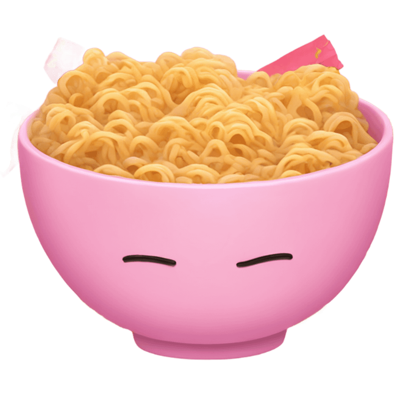 Pink ramen in a pink bowl with pink bows in and on the bowl emoji