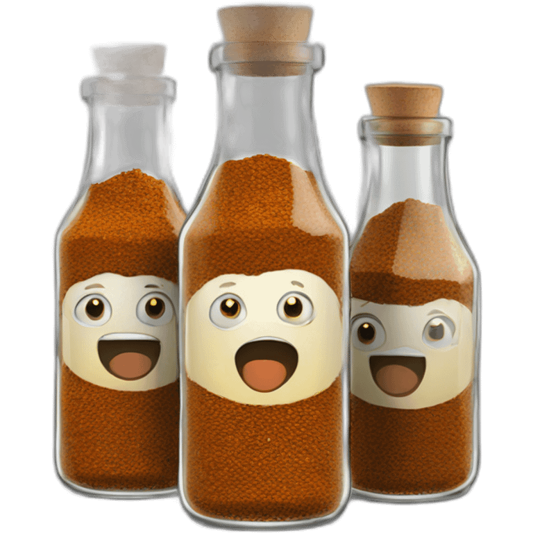 3 glasses bottle with kebap spices  emoji