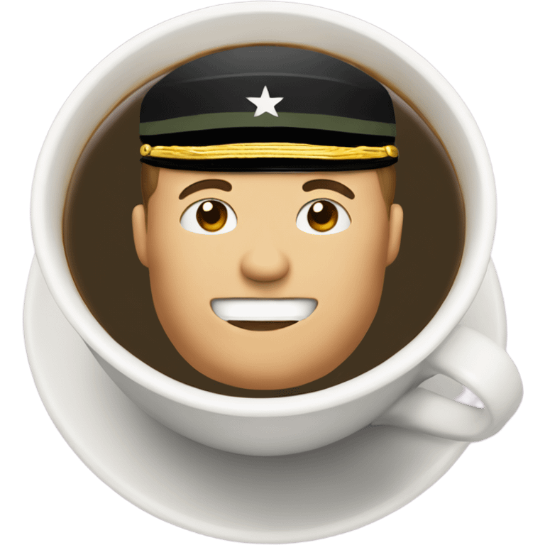 Military man inside a cup of tea emoji