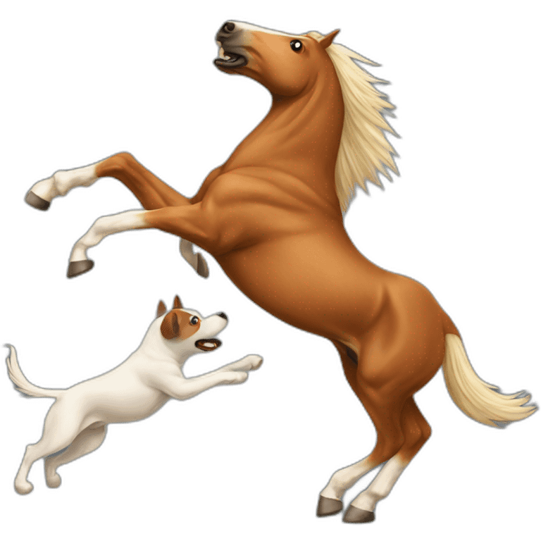 Horse fighting a dog emoji