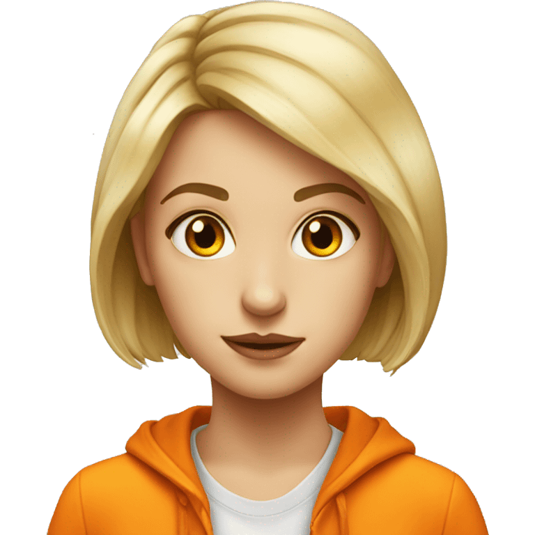 realistic portrait of girl orange glass emoji