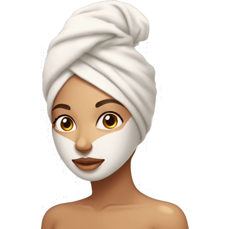 A Latina girl doing her skincare with a towel wrapped around her head and body really feminine  emoji