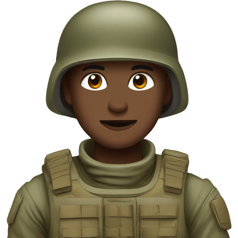 Soldier in olive green camo with light pink bow on helmet emoji