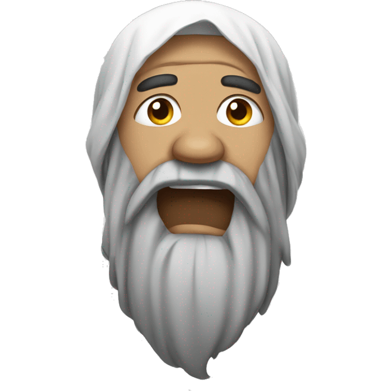 a muslim man wearing a white rope and beard crying emoji