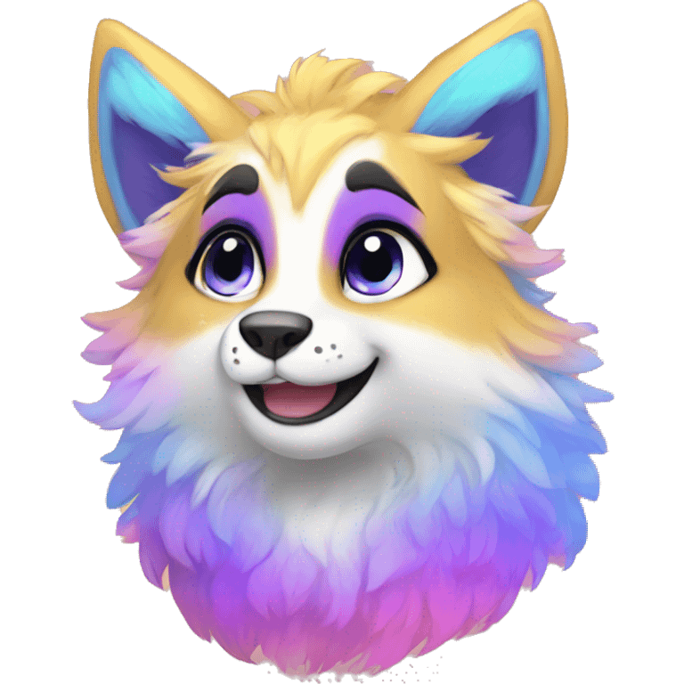 Colorful gradient-Sparkle-nebula-fursona anthropomorphic furry full body emoji