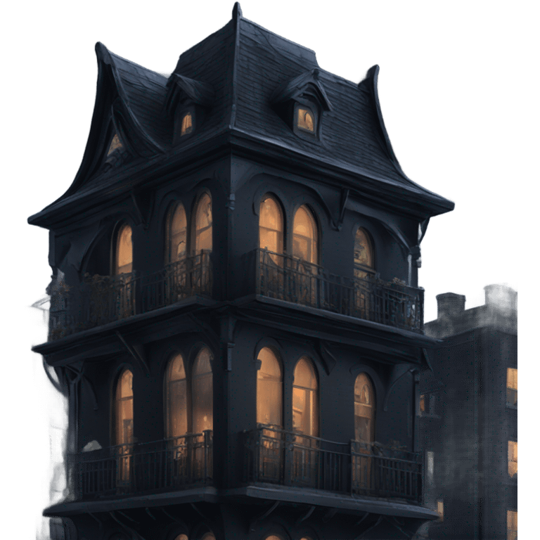 Gothic themed penthouse view on stormy night emoji