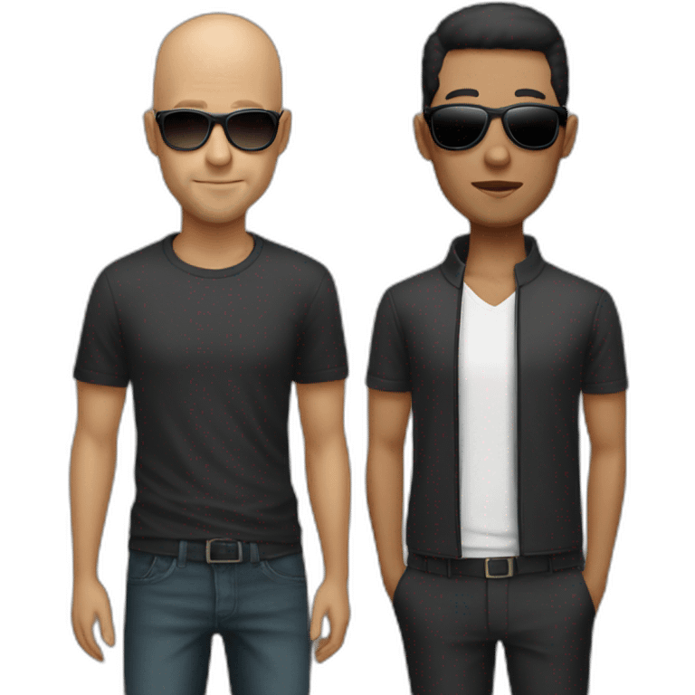 one black haired man one bald man both sunglasses singers emoji