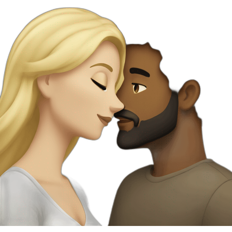 White man blonde beard kiss dark hair woman emoji