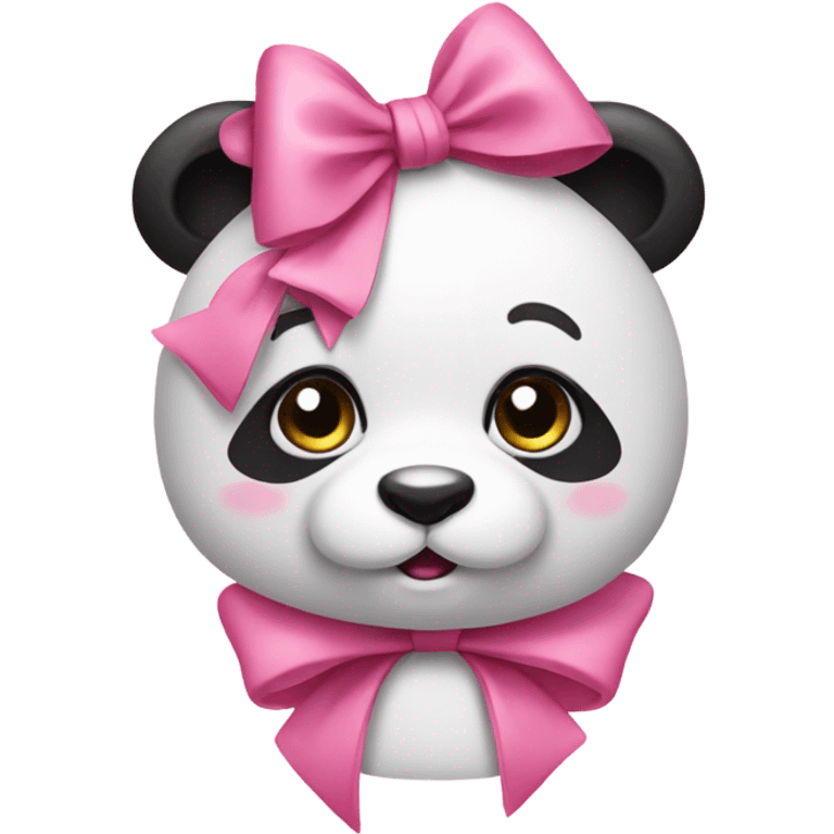 Pink panda with a bow  emoji