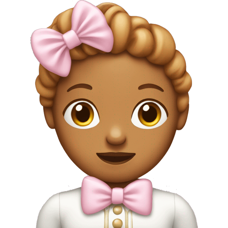 Pastel gingerbread girl in light pink bow emoji