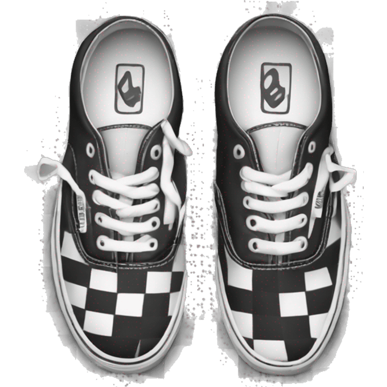 Checkered vans shoes black and white emoji