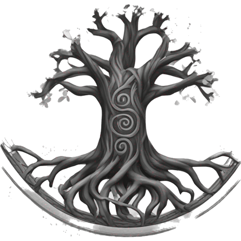 Black and white Viking style tree of Life  emoji