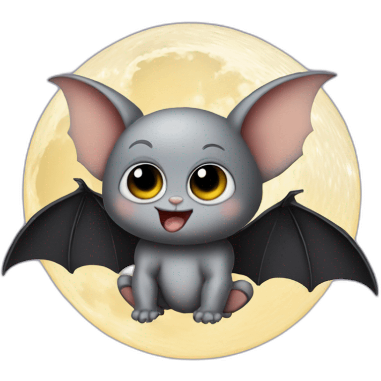 baby bat wings in front of moon emoji