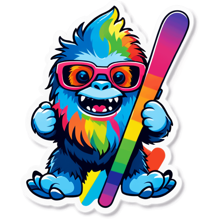 skiing rainbow yeti emoji