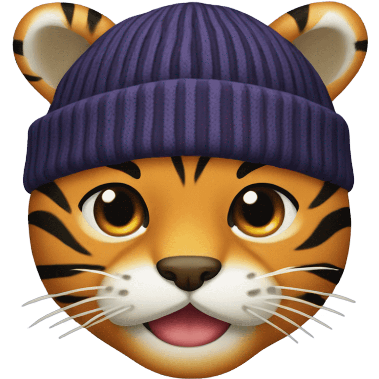 Beanie hat with tiger ears emoji