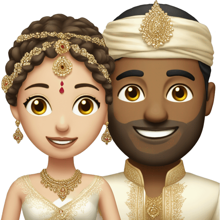 indian groom with white skinned blue eyes bride emoji