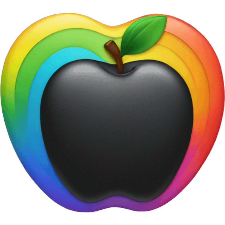 black apple logo with rainbow color outline emoji