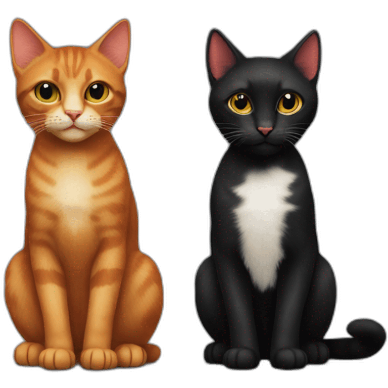 red abissinian cat and black kitten emoji