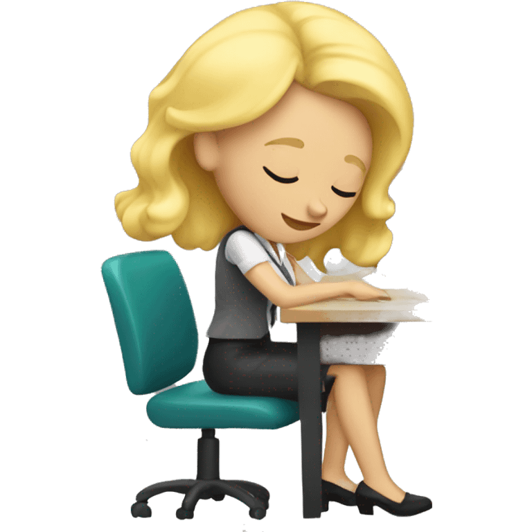 Blonde teacher asleep at her desk emoji