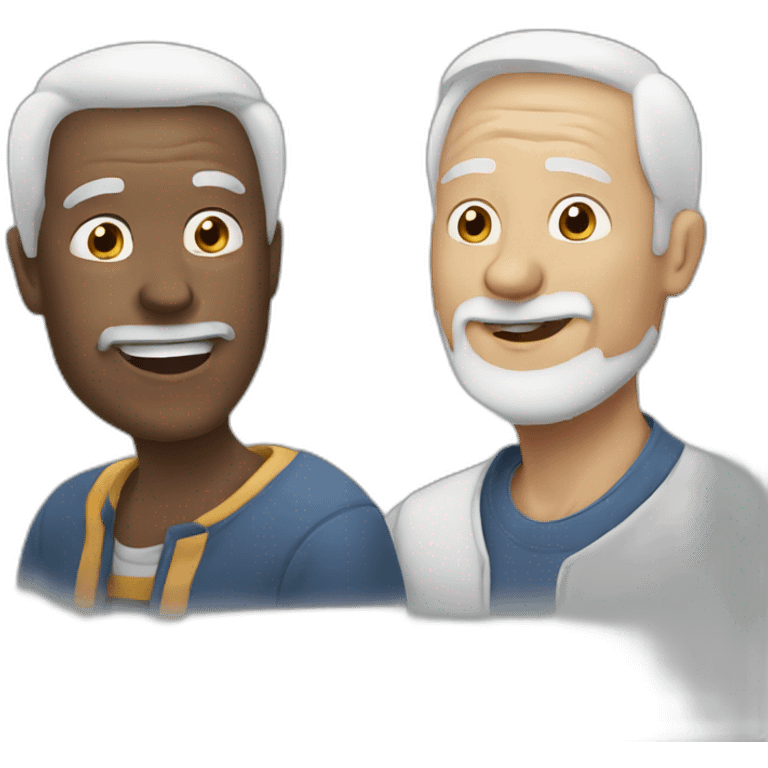 two old white friends communicating emoji