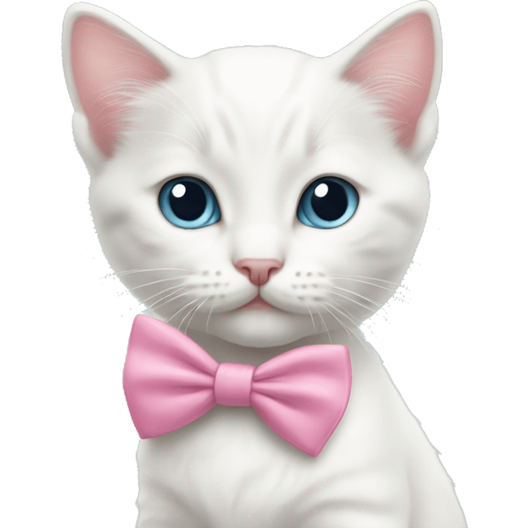 White kitten with a pink bow tie  emoji