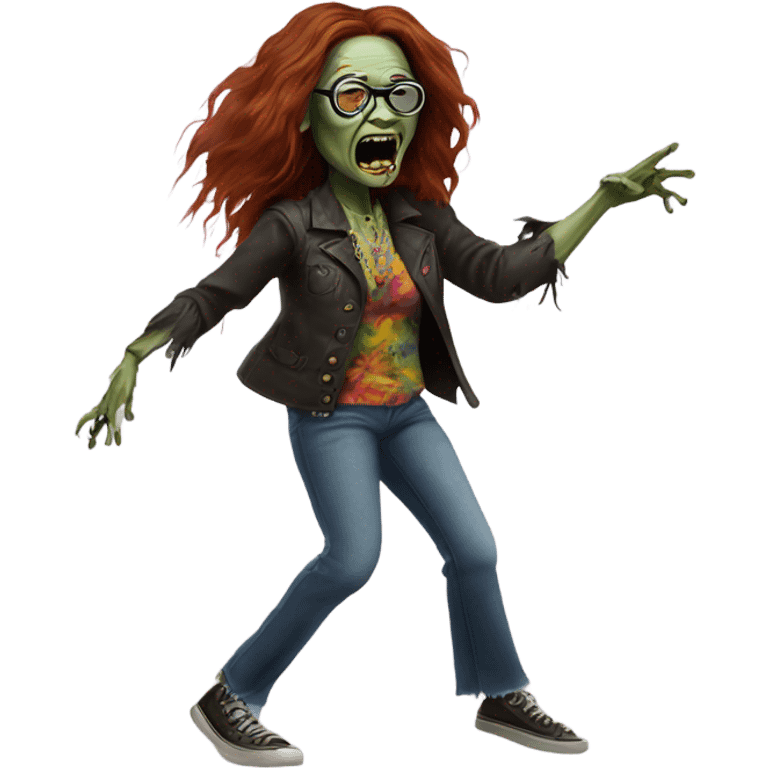  janis joplin zombie  dancing (wearing circle glasses) emoji