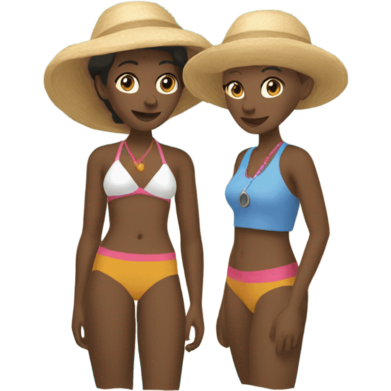 Two lesbians on a beach emoji