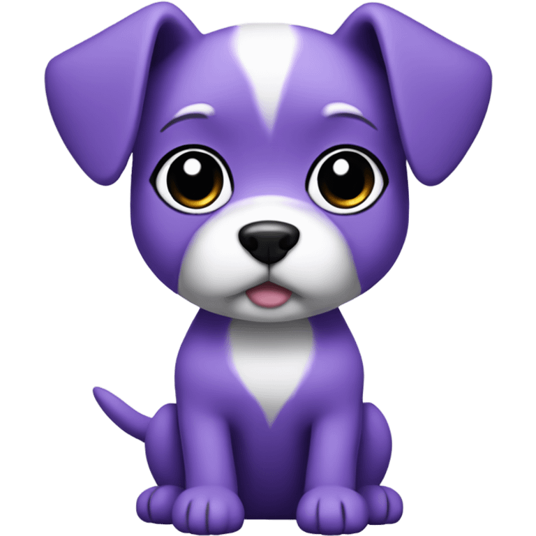 Purple Chibi Dog with Folded ears, white face, white paws, black eyes, Full Body emoji