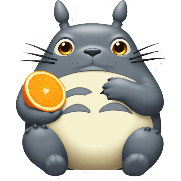 totoro eating orange emoji