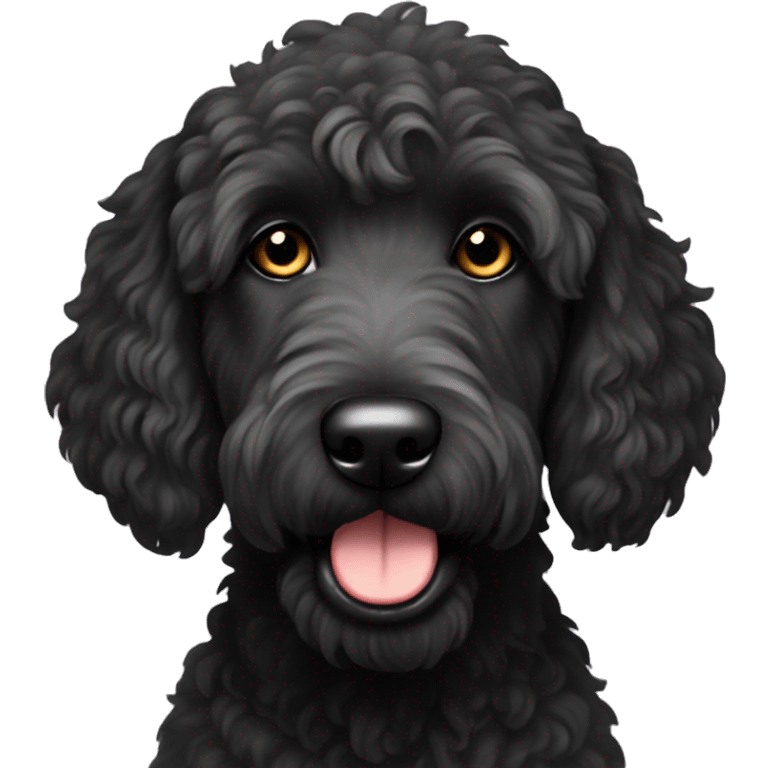 Black golden doodle without brown on face emoji