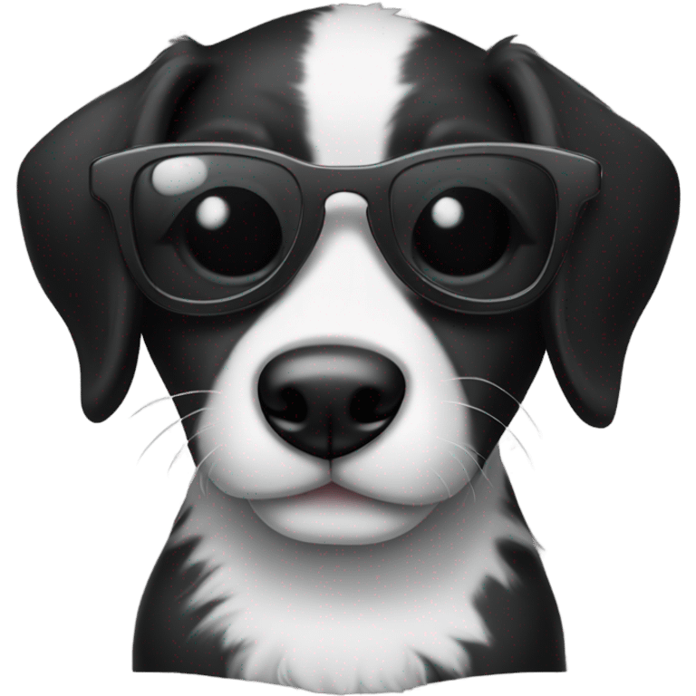 Black and white Puppy with sunglasses emoji