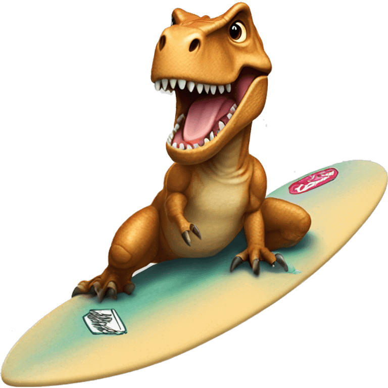 T-rex riding a surfboard  emoji