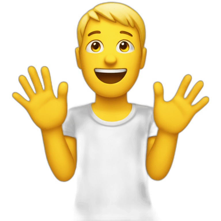 Straight emoji ,human showing his yellow hands  emoji